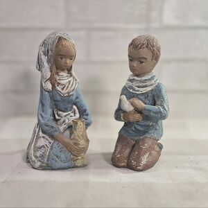 Vintage Holland Sculpture Stone Girl w/ Vase & Boy w/ Dove ~ Borzo Parastone